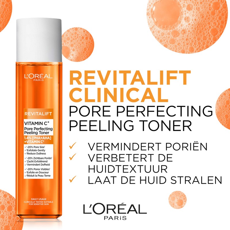 L'Oréal Paris Revitalift Clinical Peeling Toner, Fromulated with Vitamin C