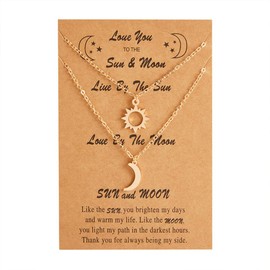 JczR.Y Sun and Moon Necklace for Couples Matching Necklace Best Friends Friendship Pendant Stainless Steel Paper Card Bff Necklace Set for Women Birthday Christmas Valentine'S Day Gifts Jewelry