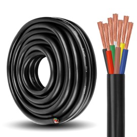 YDDECW 7 Way Trailer Wire - 14/7 Heavy Duty 25FT 100% Pure Copper 7 Wire Trailer Cable 14 Gauge 7 Conductor Wiring Extension Cable Insulated Cable for Rv Trailer and Automotiv