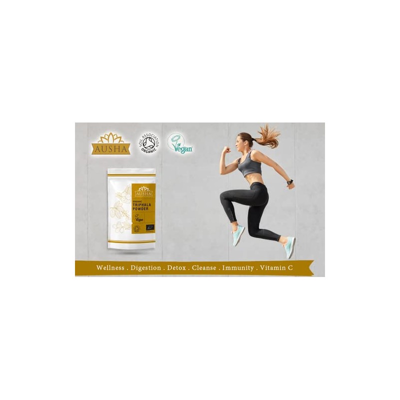 Ausha Organic Triphala Powder 250g | Haritaki, Amla, Bibhitaki |