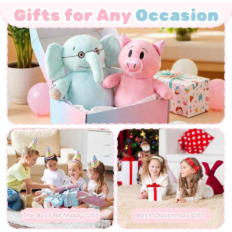 Elephant and Pig Book Plush Toy Set, Reading Buddy Plush
