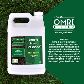Organic Micronutrient Booster Lawn Fertilizer - Simple Grow Solutions- Garden & Lawn Fertilizer- Grower, Gardener- Liquid Food for Grass, Tomatoes, Flowers, Vegetables (1 Gallon)