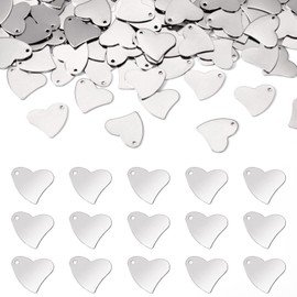 Pandahall 200pcs Heart 304 Stainless Steel Tiny Blank Stamping Tags Charms 18x19.5x0.6mm for Bracelet Necklace Jewelry Making