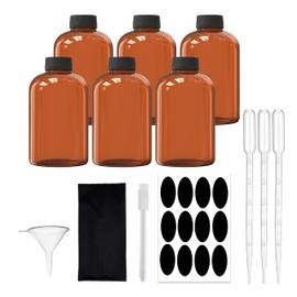 TIDY NICHES Plastic Bottles Includes Lids - For Essential Oils, Shampoo, Soap, Sanitizers and Liquid Storage - Includes Funnel, Labels, Pipettes and Microfiber Cloth - 23.66 fl oz / 700 ml, 6 pack