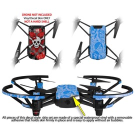 Skin Decal Wrap 2 Pack Compatible with DJI Ryze Tello Emo Skull Bones Drone NOT Included