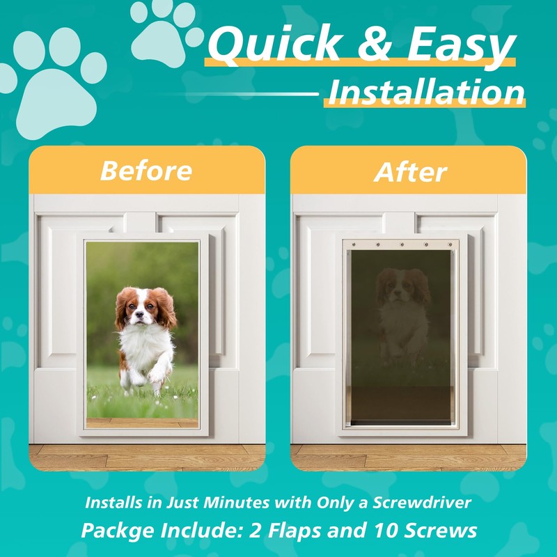2PACK Large Dog Door Replacement Flaps with Screws - Pet