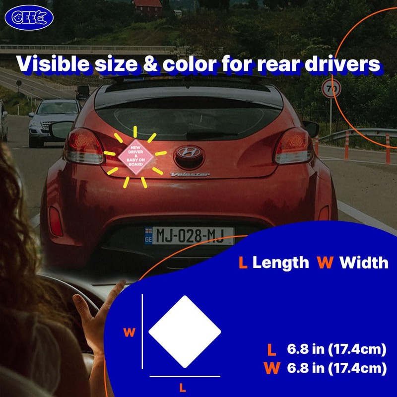 GEEKBEAR New Driver and Baby on Board Car Sign -