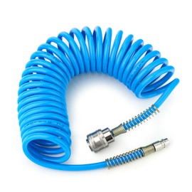 GASHER 1/4 Inch x 5 m Polyurethane Rewind Air Hose 8 mm Outer Diameter with Bending Throttle, 1/4 Inch Europe Quick Coupling and Plug, for Air Compressor, Blue (GO)