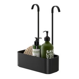 Tiger 2-Store Shower Basket for Hanging on the Shower Fitting, Shower Shelf without Drilling, Shower Shelf with Shelf for Shower Gel etc., Stainless Steel, Plastic, Colour: Black