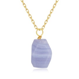 COAI Women's Crystal Pendant Necklace Made of Chalcedony with Stainless Steel Gold-Plated Chain, Stone, Chalcedony