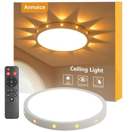 Anmaice 12in 24Watt Flush Mount led Ceiling Light fixtures.Remote Control Dimmable Ceiling Lights for Bedroom, Dining Room, Kitchen, Round White