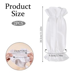 NICENEEDED Removable Puff Sleeves, Detachable Bridal Sleeve for Wedding Dress, White Satin Cuff Silky for Wedding Bridal Accessories, Opera, Banquets and Party