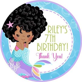 Mermaid Birthday Party Stickers, Mermaid Party Favor Tags, Mermaid Party Decorations (Mermaid 1)