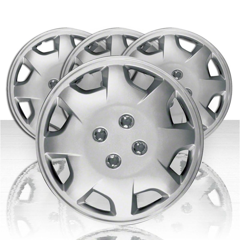 Brighter Design Set of 4 15" Push-on Silver Hubcaps for