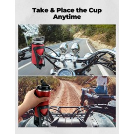 KEMIMOTO Cup Holder 12oz-28oz for ATV Motorcycle Scooter Bike Boat Stroller Wheelchair Golf Push Cart Tractor Crocodile Bite Design Drink Holder Water Bottle Holder with 0.6”-1.56” Strong Metal Clamp