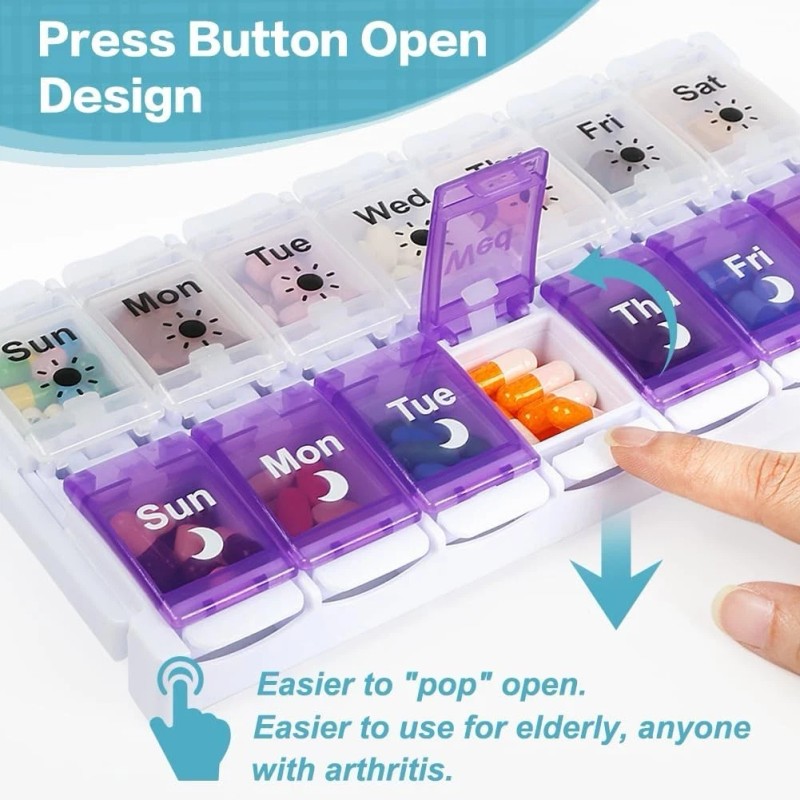 Ezy Dose Weekly Pill Planner Organizer XL Easy Use AM/PM