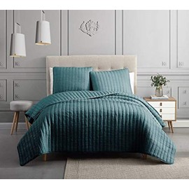 Riverbrook Home Moonstone Quilt Set, King, Set of 3, Teal