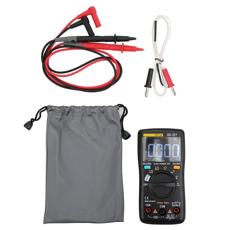 AN113D 6000 Counts Digital Multimeter Transistor Tester Auto Range AC/DC