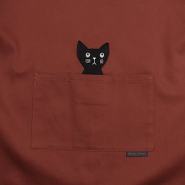ATSUKO MATANO Katsuragi no Hyokkori Black Cat Kitchen Apron, Braun