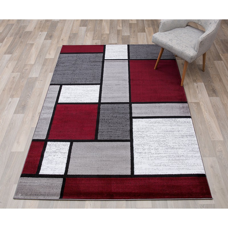Contemporary Modern Boxes Area Rug 5' 3" X 7' 3"