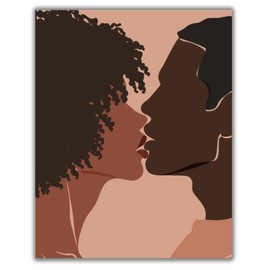 Afro American Couple Art, Couple Kissing , Black Love, Boho Art, Romantic Poster- 11x14 - Unframed - Decor for Home, Bedroom, Dorm, Gift