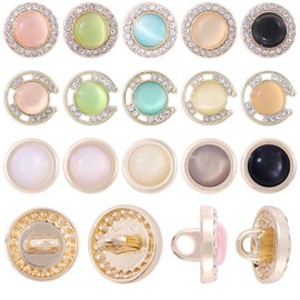 Botones a presión de lujo con diamantes de imitación y ojo de gato para reemplazo de jeans, botones decorativos para manualidades en varios colores (paquete de 30, 3 estilos)