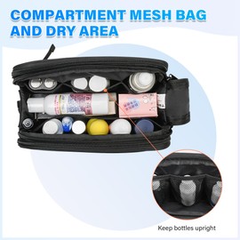 Kato Tirrinia Large Travel Toiletry Bag for Men, Portable Toiletry Bag, Cosmetic Bag for Women, Organiser Bag for Hanging Travel, Airplane, Camping, Sports with Wet and Dry Compartment, black