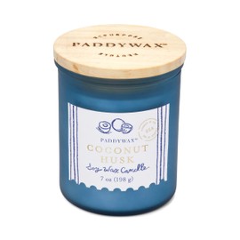 Paddywax Scented Candles Artisan Sea Glass Inspired Coastal Collection Jar Candle with Lid, 7-Ounce, Coconut Husk