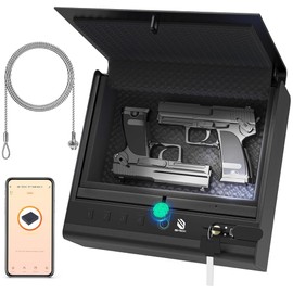 BE-TECH Biometric Gun Safe for Handgun, 0.22 Cubic Feet Fingerprint Pistol Safe Gun Lock Box with App Control, 4-Ways Quick Access Hand Gun Safes for Beside Nightstand Drawer Cloakroom Bedroom