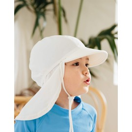 VAENAIT BABY Infant & Kids Boys Sun Protection Sporty Flap Swim hat UV UPF 50+ Flap Cap White S