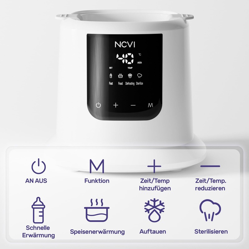 NCVI Baby Bottle Warmer, Quick Heating with LCD Display, Defrost
