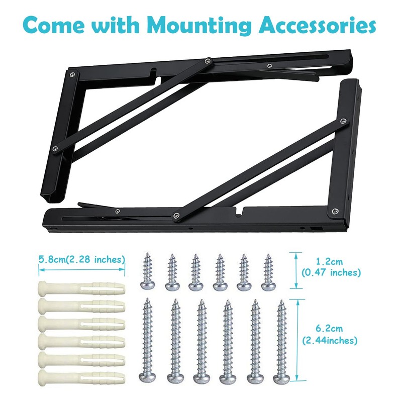 CLT 12" Black Folding Shelf Brackets Max. Load 330 lb,