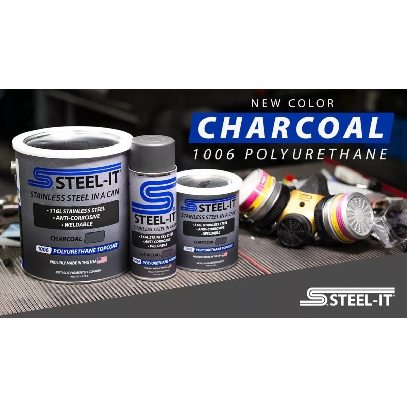 STEEL-IT 1006B Polyurethane Protective Spray 14oz Can - Charcoal -
