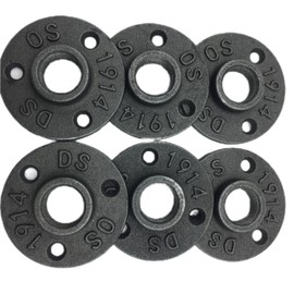 AOYHJA Black Pipe Fitting Bracket Floor Pipe Key clamp Through Pipe Scaffolding Flange Steel Galvanized Black Decorative Joint castBlack Pipe Fitting Brackets, Set of 6 (1 inches)