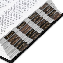 Bible Tabs, 90 Reposition Laminated Tabs Suitable for Women and Men, Gold Large Font Stickers, Easy to Read and Stick, Study Bible Index, Book Labels（Black)