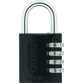 ABUS 145/40 C Aluminum Resettable Combination Padlock, 4 Dial, Black