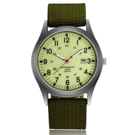 Bagima Fashion Men Watches Luminous Glow in the Dark Military Watch Army Casual Dial Calendar Sport Quartz Watch (Luminous green)