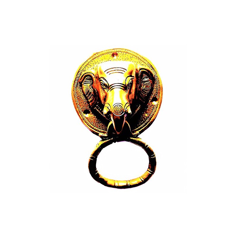 Purpledip Brass Metal Door Knocker: Antique Design Elephant Head Gate