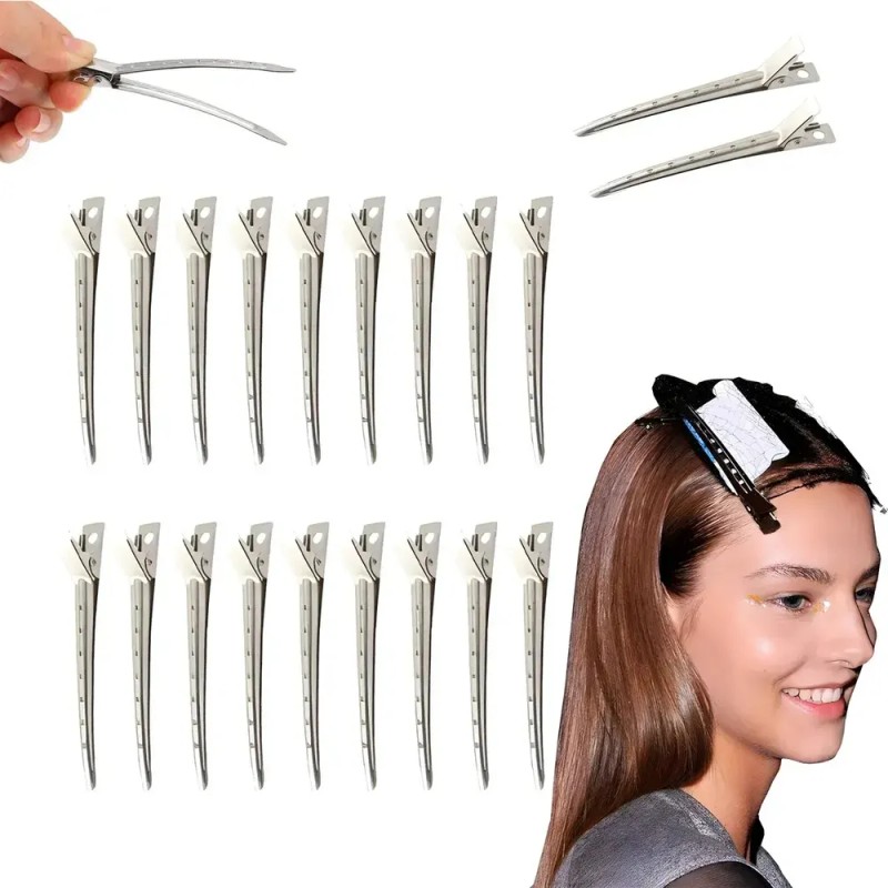 60pz Pinza Perforada Para Cabello Tipo Pico De Garza Acero