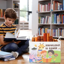 FXOLCSHE Rectangular Book Basket,Book Baby Basket,Read book baskets for classroom storage,Shelf Basket for Classroom,Clothes Toy Storage Bin,Foldable waterproof coated nursery hamper(Book)