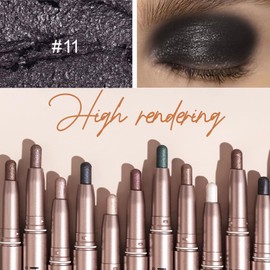 Black Eyeshadow Stick, Metallic Glitter Eye Shadow Crayon Pen Eyeshadows Pencil, Shimmer Long Lasting Smooth Sparkle Highly Pigmented Hypoallergenic Waterproof Eyeshadow for Eye Makeup
