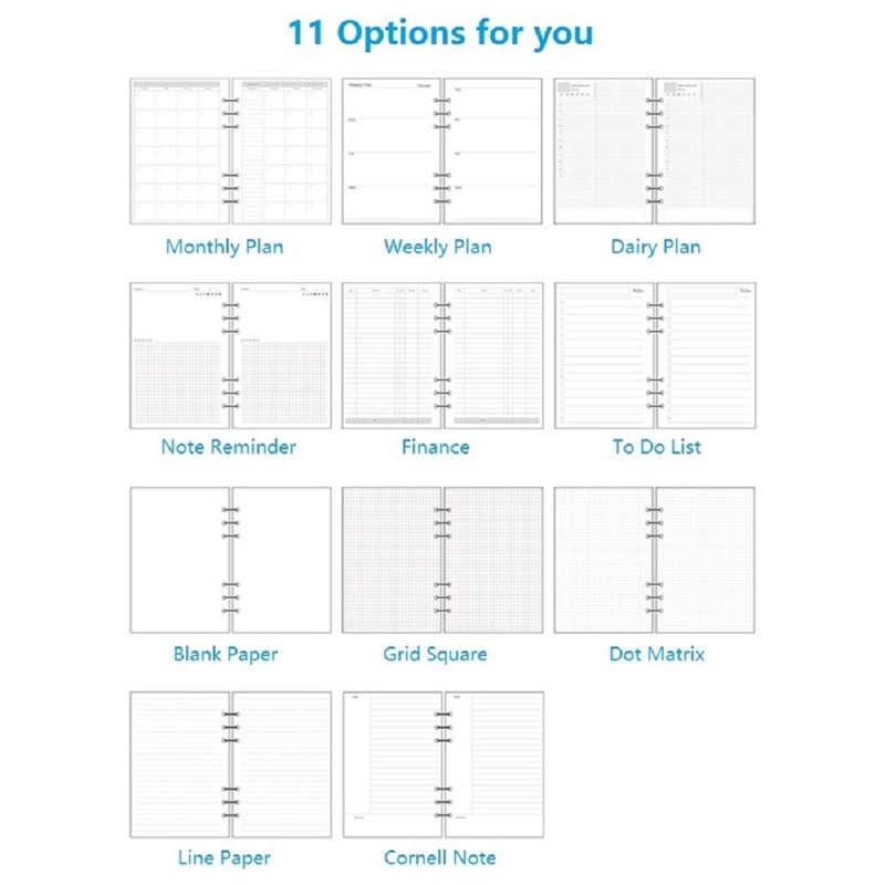 Harphia 6 Ring Binder Refill, Undated A5 Planner Inserts, Monthly