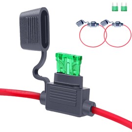 2-Pack Inline Fuse Holder, 12 AWG In-Line Standard Blade Fuse Holder with Caps 12V 30A Automotive Replacement Fuses, Waterproof Mini Fuse Holder Copper Wire Cable for Car Truck Motorcycle Boat