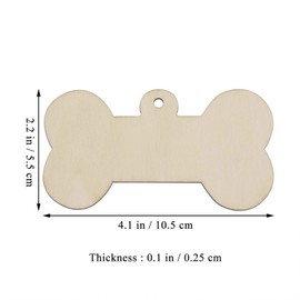JANOU 24pcs Bone Shaped Wooden Cutouts Unfinished Wood Dog Bone Wood DIY Craft Embellishments Tags Ornaments Decoration with Ropes, 4.1x2.2 in