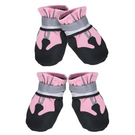 Avvrel Dog Boots, Set of 4 Dog Shoes, Dog Boots with Adjustable Reflective Straps and Non-Slip Sole for Small Medium and Large Dogs (XL, Pink)