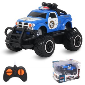 Pup Go Police Car Remote Controlled with Light for Children 3-9 Years, Robust Police Car Toy Toddler, Mini RC Car, Monster Truck, Offroad, Indoor, Outdoor, Christmas, Birthday Gift, Boy, Blue