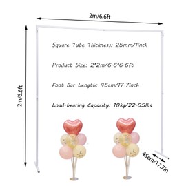 6.6 Ft Square Metal Table Arch Garden Arbor Wedding Arch Stand Square Garden Arch with Bases for Garden Indoor and Outdoor Party Decoration