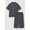 JAJU [JAJU] Men's Cotton Rayon Seersucker 3/4 Sleeve Pajama Set_Light