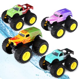 Wovnet 4 Pcs Color Changing Car Bath Toys Kids Truck Mold Water Table Toys Toddlers Baby Bathtub Toys Shifters Vehicles Cars for Valentine's Day Gift Sea Goodie Fillers Bags Party Favors