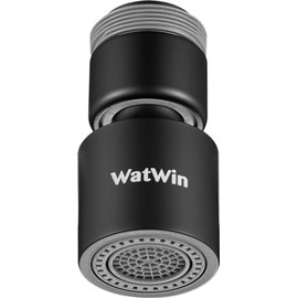 WatWin Select Swivel Aerator M22/24 Black 7L | Tap Aerator | Water Saving Tap | Aerator | Dual Function (Black)
